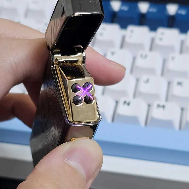 1 Black Dragon Engraved Craftmanly Stylish Outdoor Lighter for Men - 500mAh Battery with Long-Lasting Power Type-C High-End Int N260311