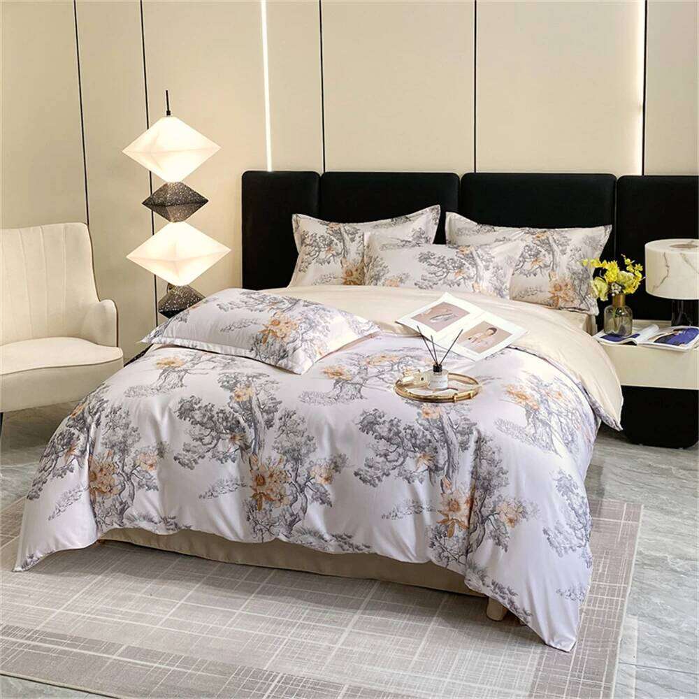 Lightweight Summer Washed Four Piece Washing True Silk Sheet Bed Cover Bedding Set Quilt Covers Comfortable H260311