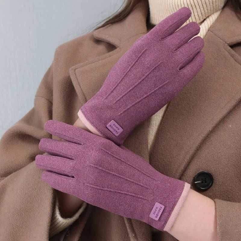 Women Winter Thick Plush Gloves Fashion Warm Suede Outdoor Guantes Lady Touchscreen Driving Gloves Sports Cycling Mittens M260311