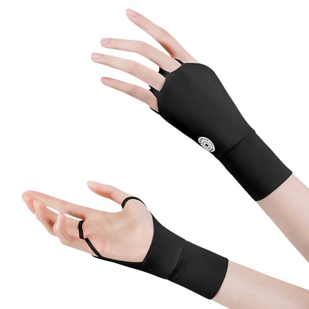 Women Half Finger Glove Cool BreathabLE Sun UV PROtector Glove Ice Silk Hollow Palm Elastic for Outdoor Practice M260311
