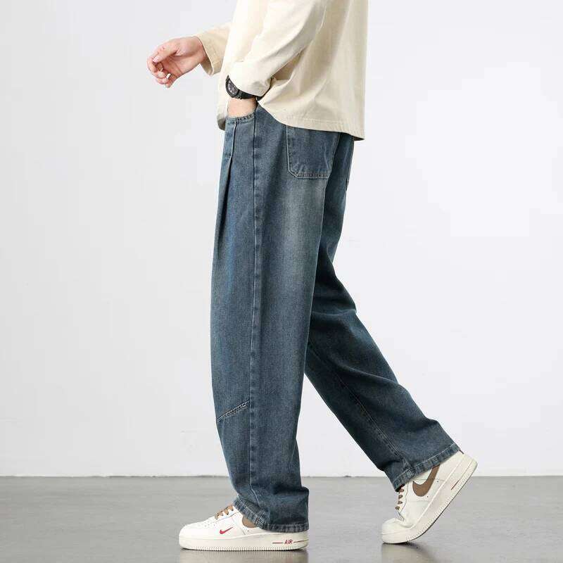 New Retro Jeans Men's Autumn Loose Straight Trousers Trendy Brand High Street Wide-leg Work Clothes Male Casual Pants Z260225