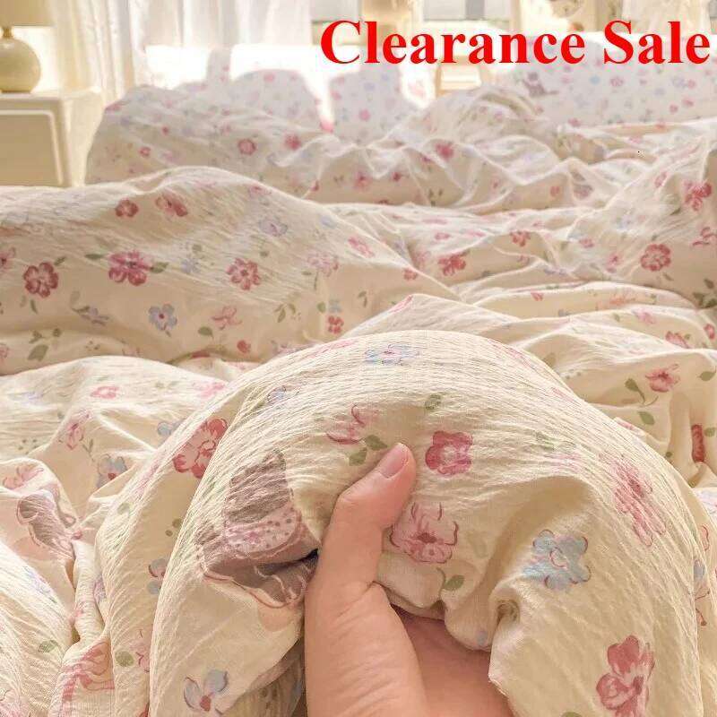 New wrinkled double-layer yarn four-piece set, mattress model, cream wind class A cloud feeling super soft kapok kit H260311