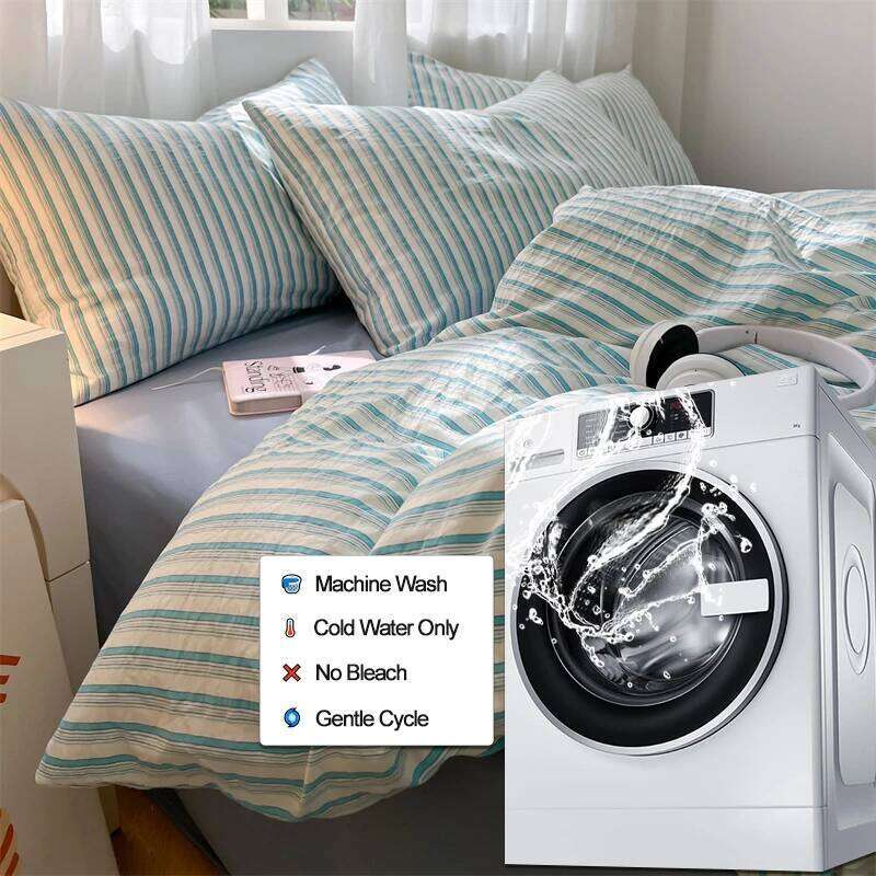 Popular Stripe Style - Bedding Set Twin Full Single Double, Breathable Skin-Friendly,1 Duvet Cover 2 Pillowcases H260311