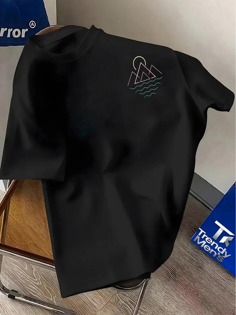 Men's T Shirts Light Blue T-Shirt - Mountain Graphic Tee With Passenger Design Breathable Summer Shirt For Travel Hiking Beach - view 5