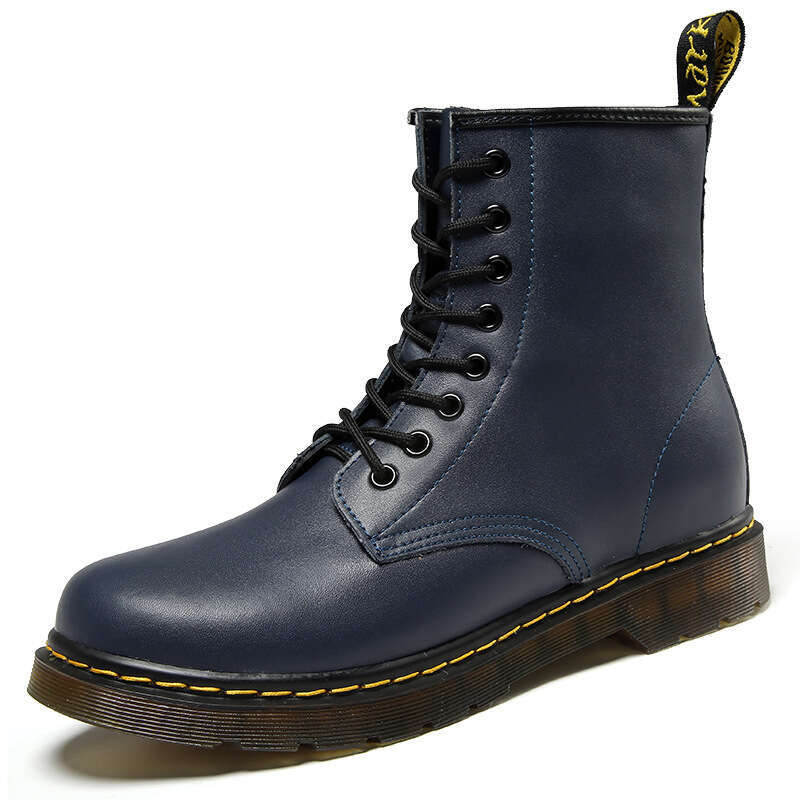 New European Style Couple Martin British Retro High-top Work Shoes Cowhide Round Toe Unisex Leather Boots Free Shipping