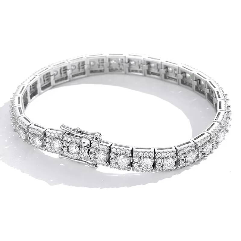 3mm Moissanite Tennis Bracelet for Women Certified D Color VVS Passes Diamond Tester S925 Silver Square Bracelet Jewelry Gifts