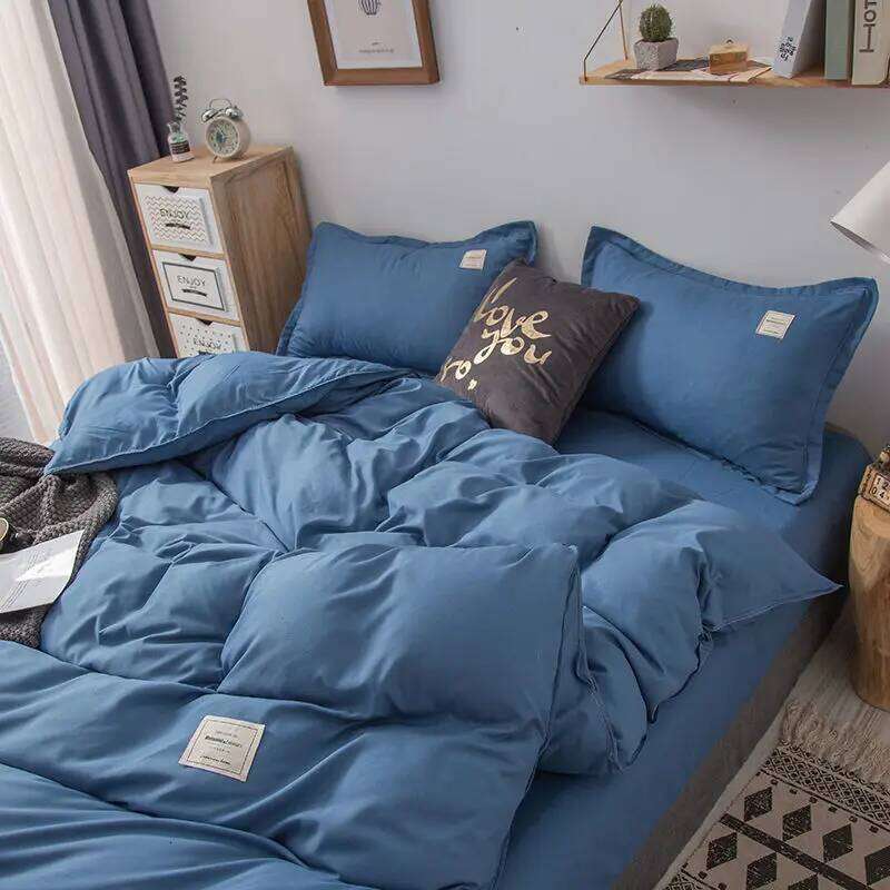 Nordic Bedding Set Simple Flat Sheets Duvet Quilt Cover Pillowcase Bed Linen for Single Queen Full Size Solid Home Textiles H260311 - view 5