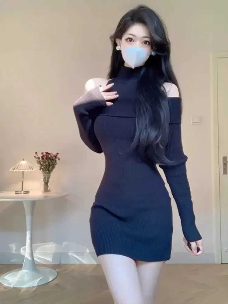 Womens Crochet Dresses Short One Shoulder Extreme Mini Red Female Knit Dress Trendy Chic and Elegant Pretty Party Y2k Beautiful M260311