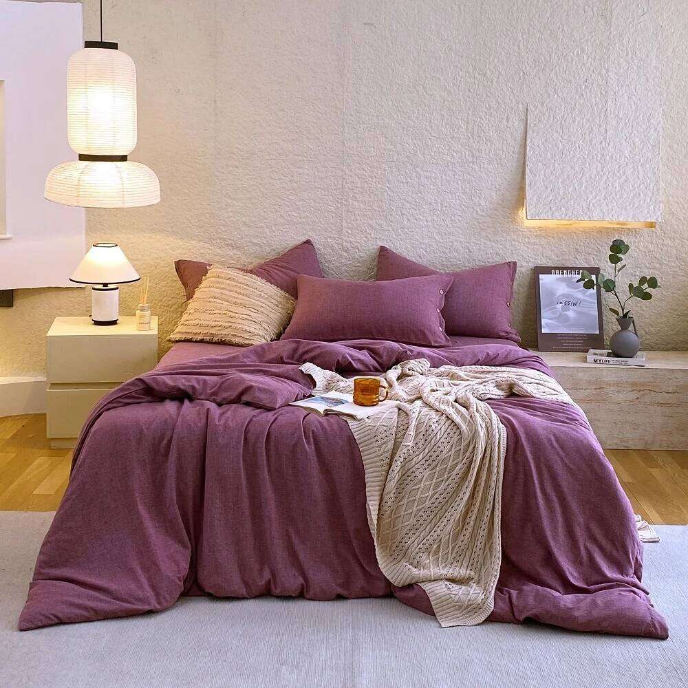 Stone Wash Percale Cotton Turquoise Duvet Cover Set Single Twin Full QUEEN KING Bed H260311