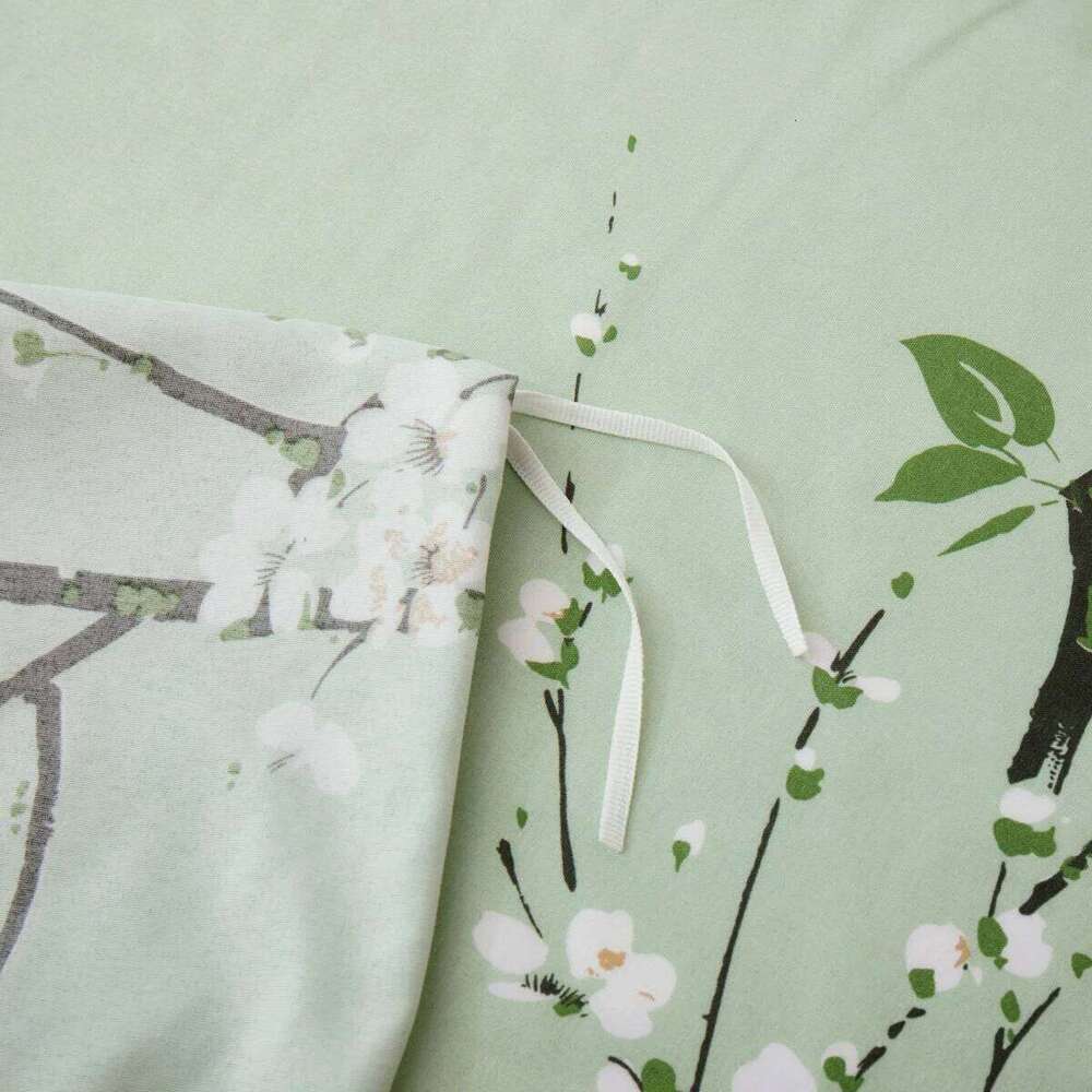 Sage Green Floral Duvet Twin Queen 2/3 Pieces Flower Plum Blossom Bedding Set Reversible Botanical Branch Comforter Cover H260311 - view 6