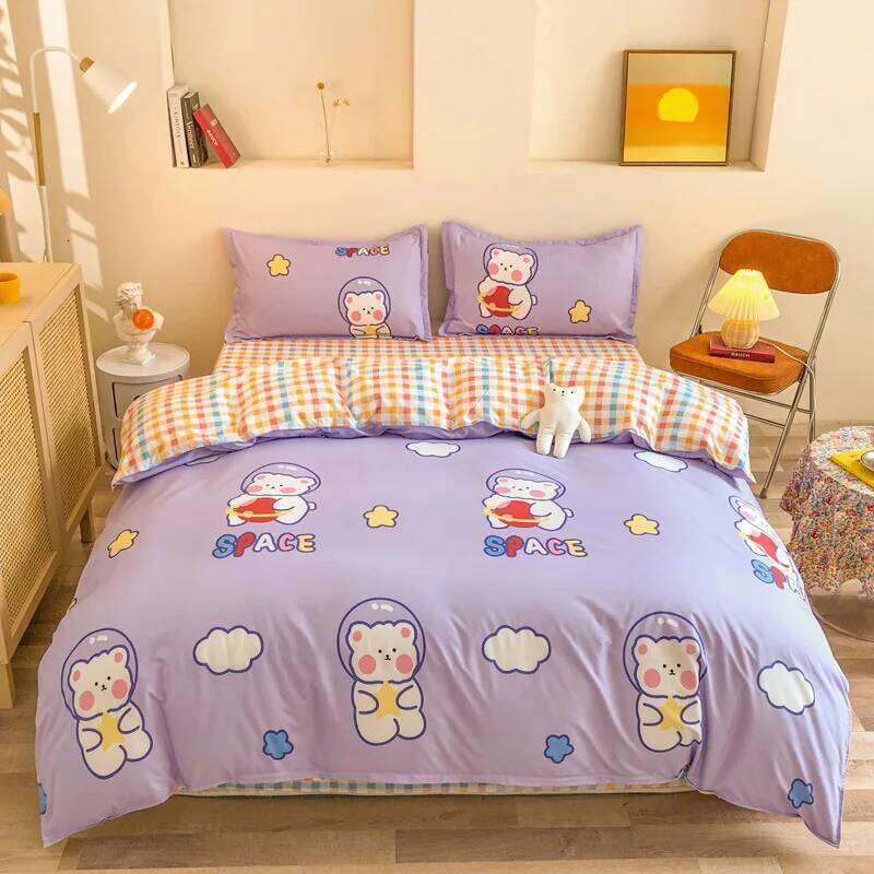 Skin Friendly Home Textile Simple Bedding Four Bed Sheet Duvet Student Children Three Piece Set 1.5/1.8 Meters H260311 - view 4