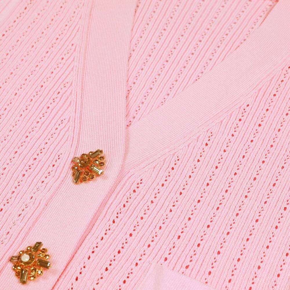 Five Color High Version New Diamond Button Versatile Short Sleeved Knitted Top Cardigan Fish Tail Slim Half Skirt Set