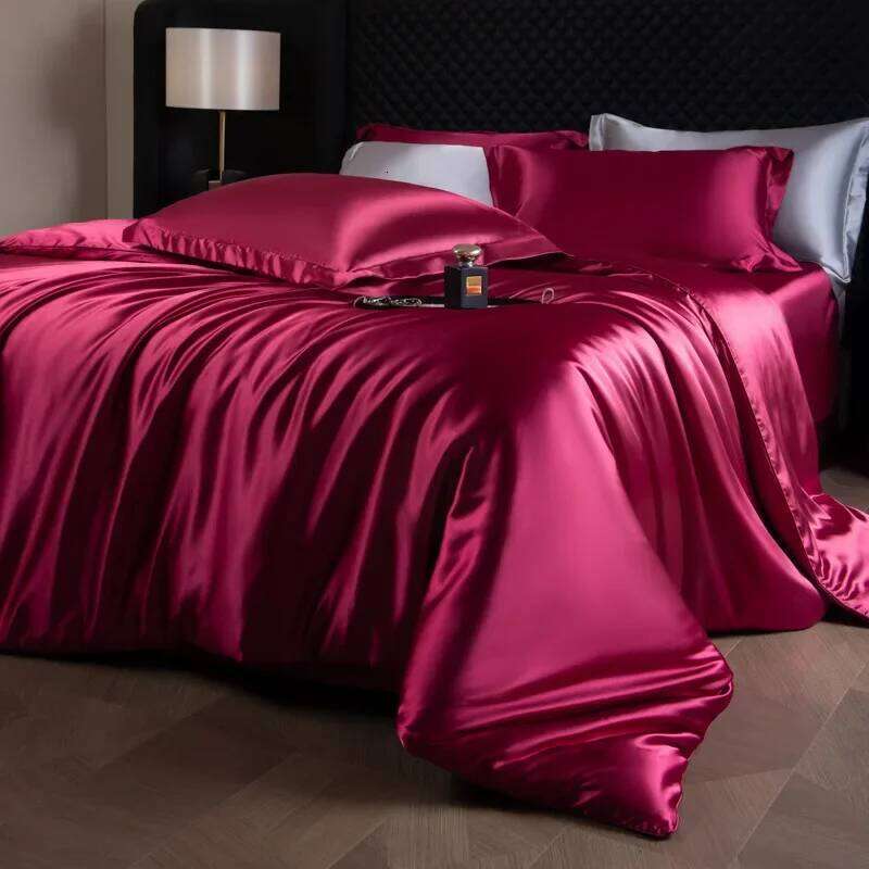 Natural Mulberry Silk Set Duvet 2pcs Pillowcases King Queen Size Bedding Kit 4pcs Cover Bed Linen Sets H260311