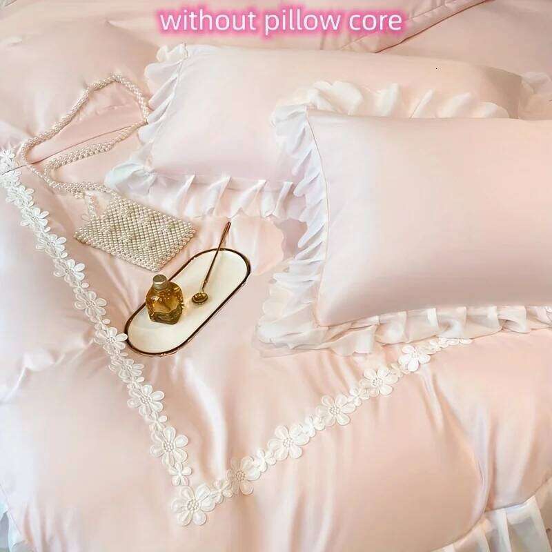 3pcs Lace Duvet Set 1*Duvet Cover + 2*Pillowcase, Without Core,lace Bedding Set,for girls Bedroom gest room H260311