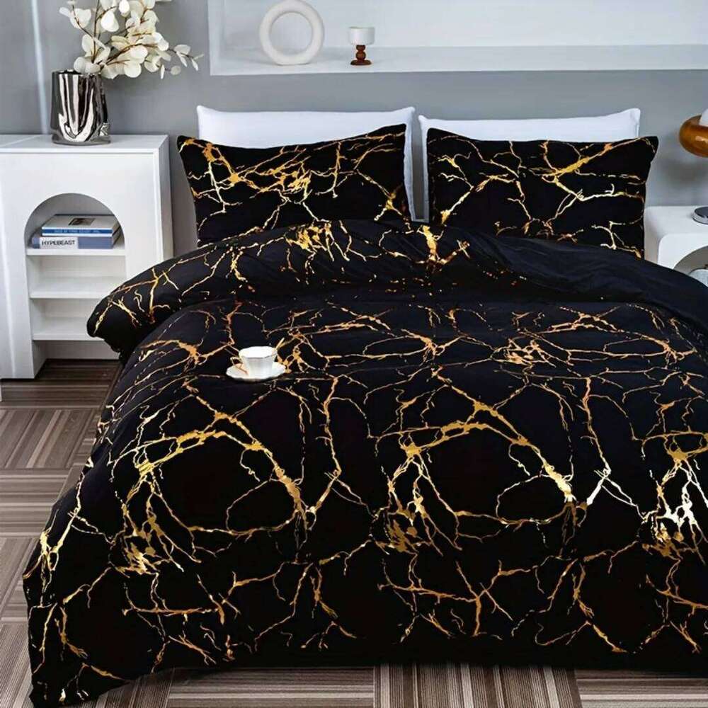 Classic Hot Stamping Texture 3D Print Bedding Set Soft Duvet Cover King Queen Twin Single Size Bithday Gift Bedroom Decoration H260311