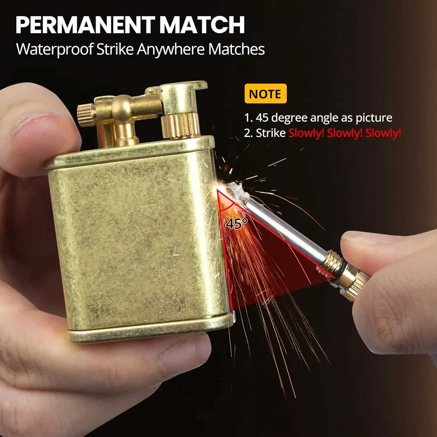 Vintage Trench Lighter with Permanent Match Refillable Kerosene Lighter Waterproof Metal Lighter for Men N260311
