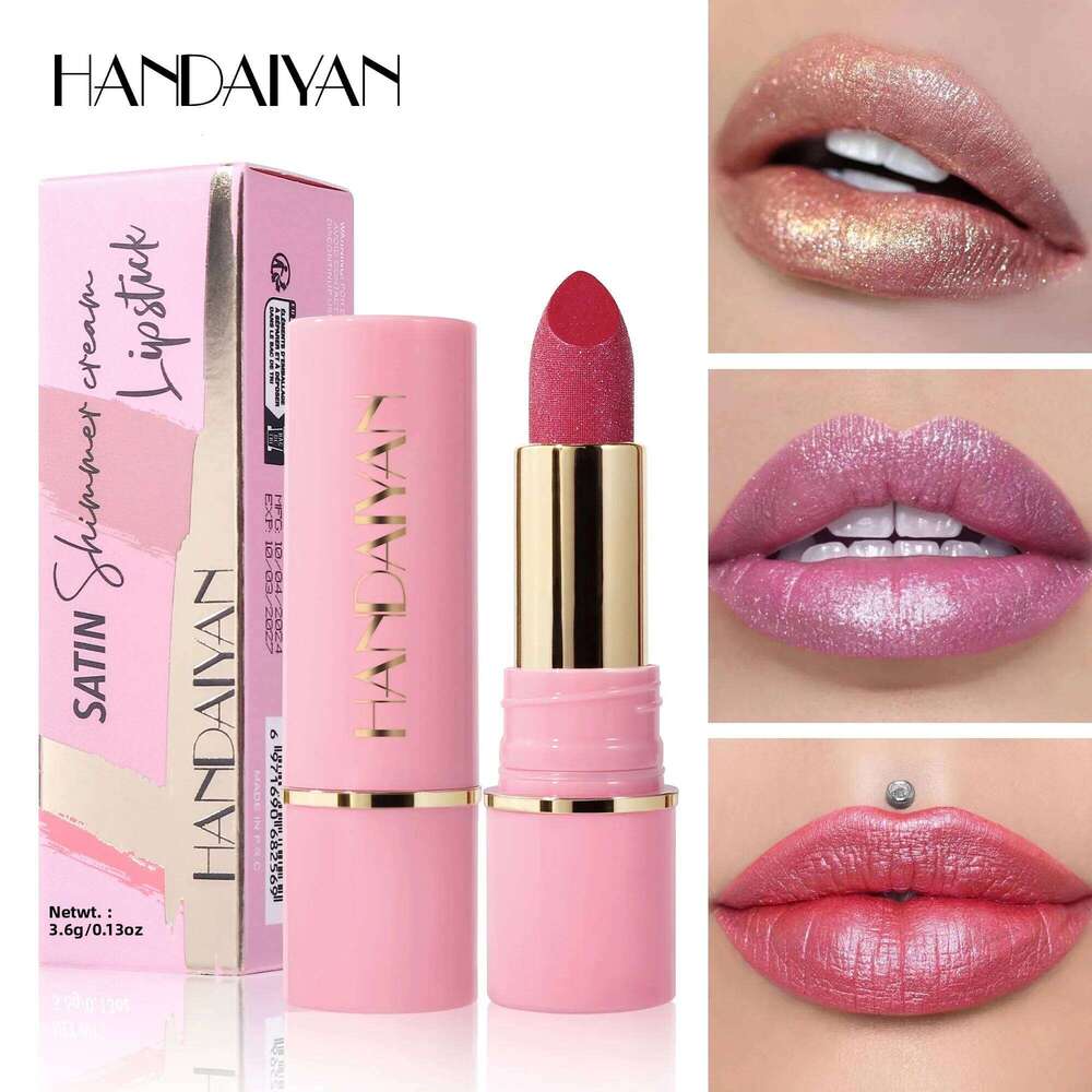 8 Colors Glitter Diamond Long-Lasting Pink Brown Pearlescent Metallic Purple Sparkling Lipstick Makeup Cosmetic W260311
