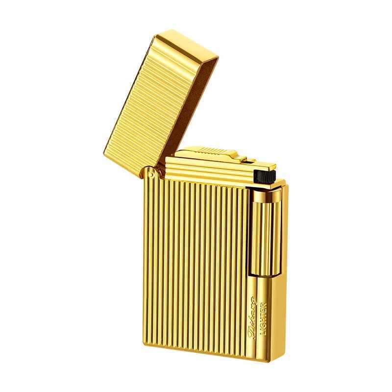 Metal Stripe Loud Lighter Unusual Lighters Cigarette Lighter Creative Wheel Lighter Butane Gas Lighter Open Fire Square Lighter N260311