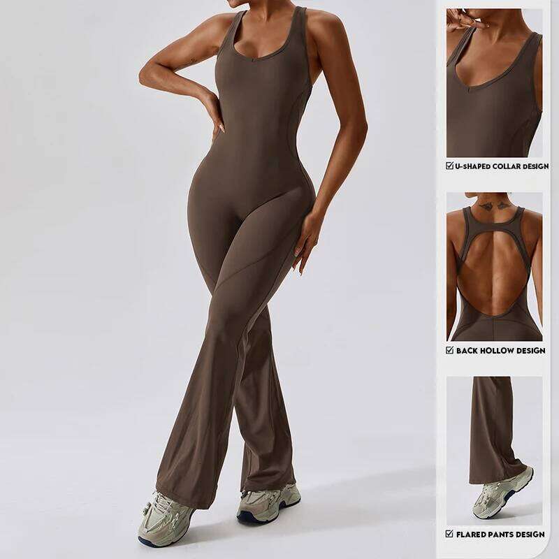 Sexy V Gym Set Training Yoga Suit Sportswear Women Sports Jumpsuit Fitness Rompers Stretch Workout Bodysuits 26H0311