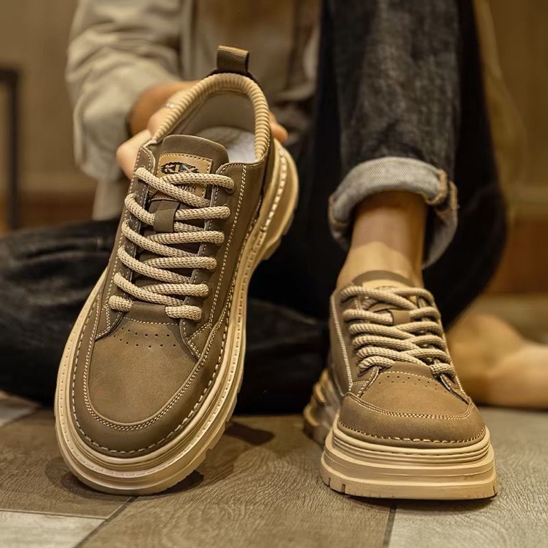 2026 Men's Martin Boots Luxury Shoes High Top Autumn Winter New British Style Retro Mid Top Height Increasing Non-slip Low Top Work Shoes