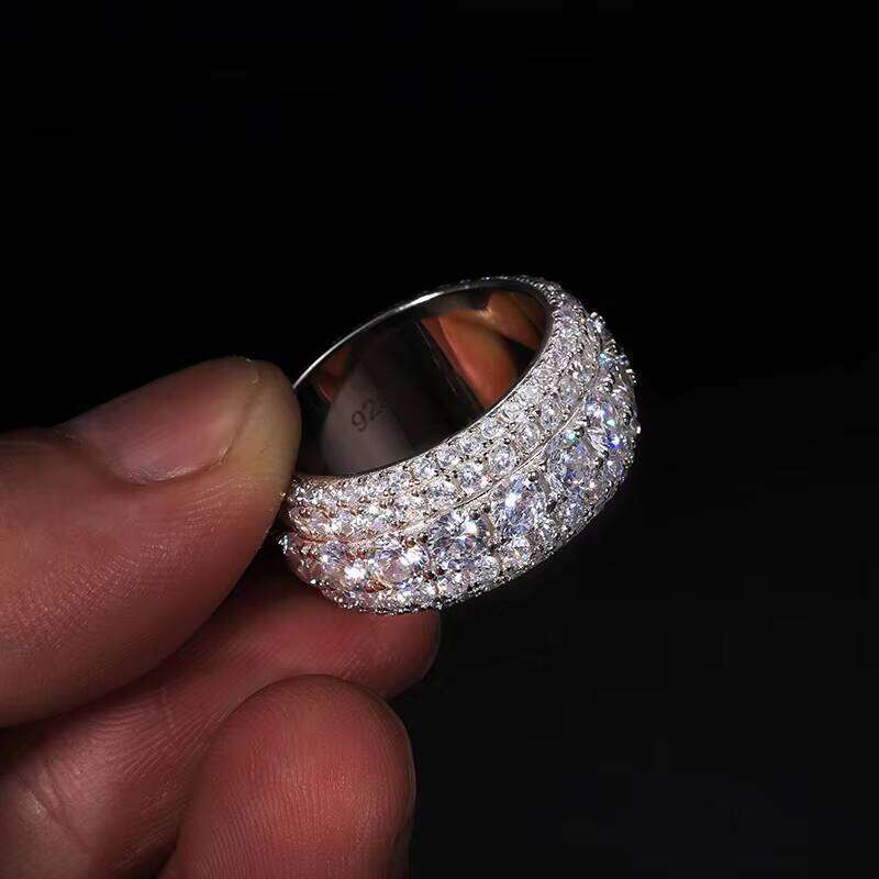 Ready to Ship Pure Silver S Boutique Jewelry Hip Hop VVS Silicon Stone Men's Ring 123 25