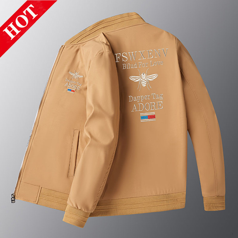 Luxury Brand Designer Clothes Trendy High-End White Bee Embroidered Jacket Men's Casual European Style Fashionable Handsome Baseball Jacket
