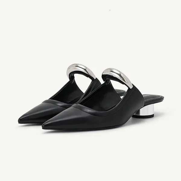 Womens Gothic Punk Metal Low Heel Sandals Platform Muller Shoes Summer New 2025 Collection K260311