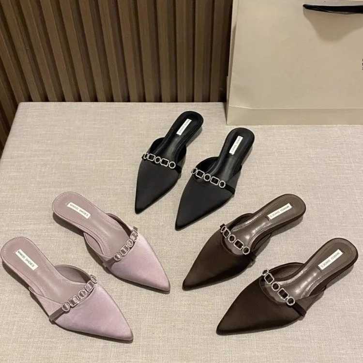 2025 New Fashion Rhinestones Ladies Heeled Sandals Shoes Female Low Heel Slides Shoes for Women Mules K260311