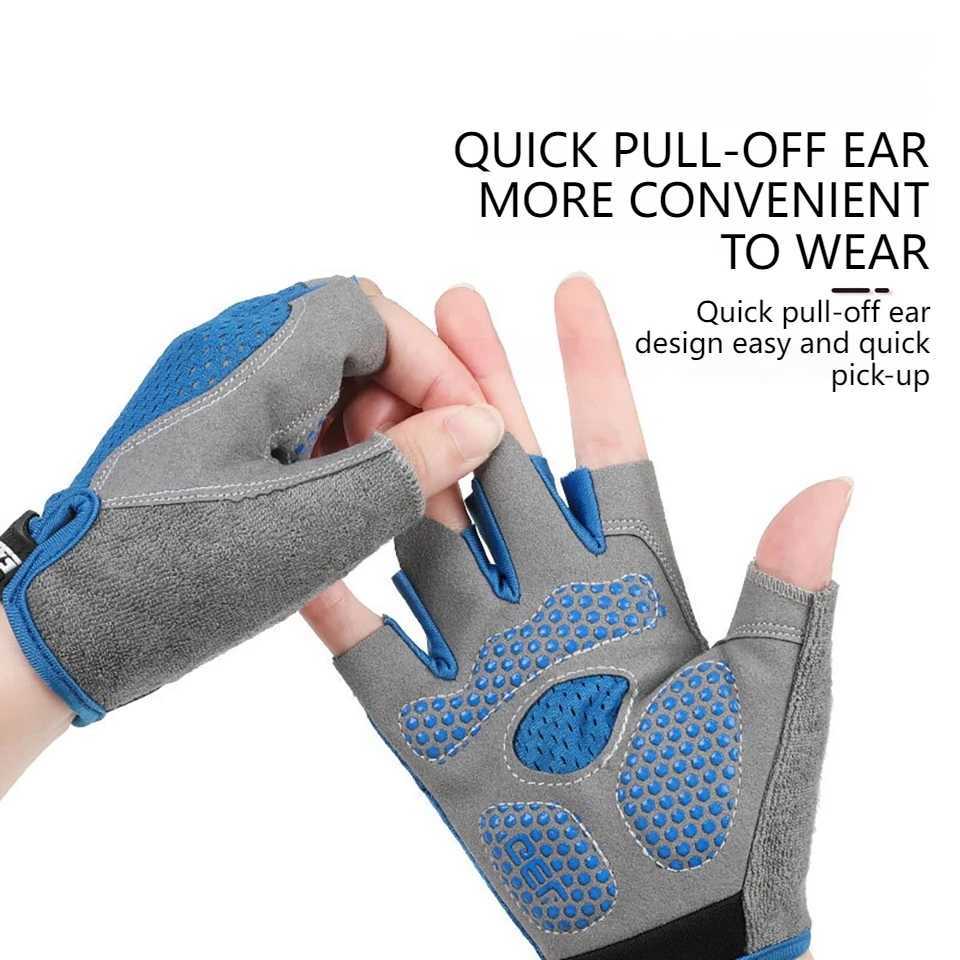LOODEEL Childrens Gloves Half-finger Anti-slip FitnESS Hand PROtection Thin Balancing Blue Gray Riding Sports For Boy Girl M260311
