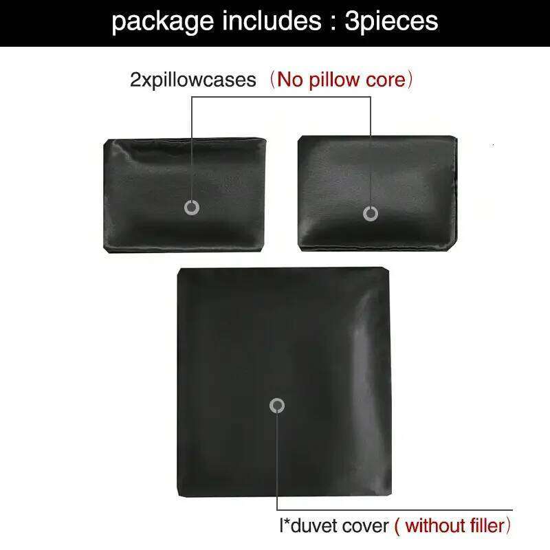 3pcs Satin Duvet Cover Set Bedding Sets Queen Black Series Rich Silk Silky Soft Solid Sexy Honeymoon Wrinkle Free H260311 - view 3