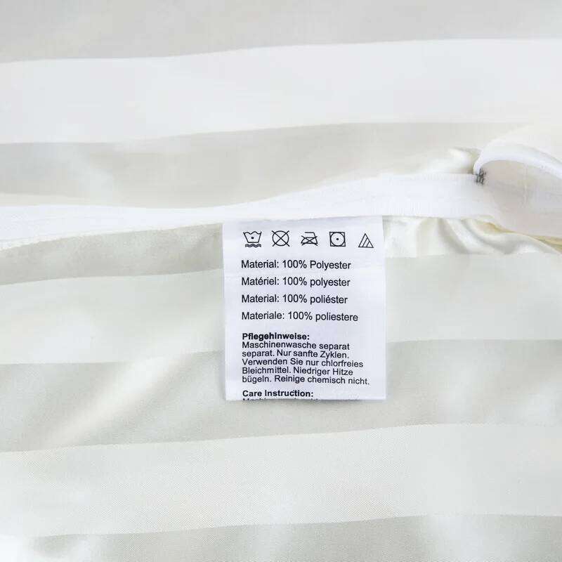 Satin Striped Full/Queen/King/Single/Double Size Set, Silky Like Ivory White Stripe Duvet Cover Bedding Set H260311