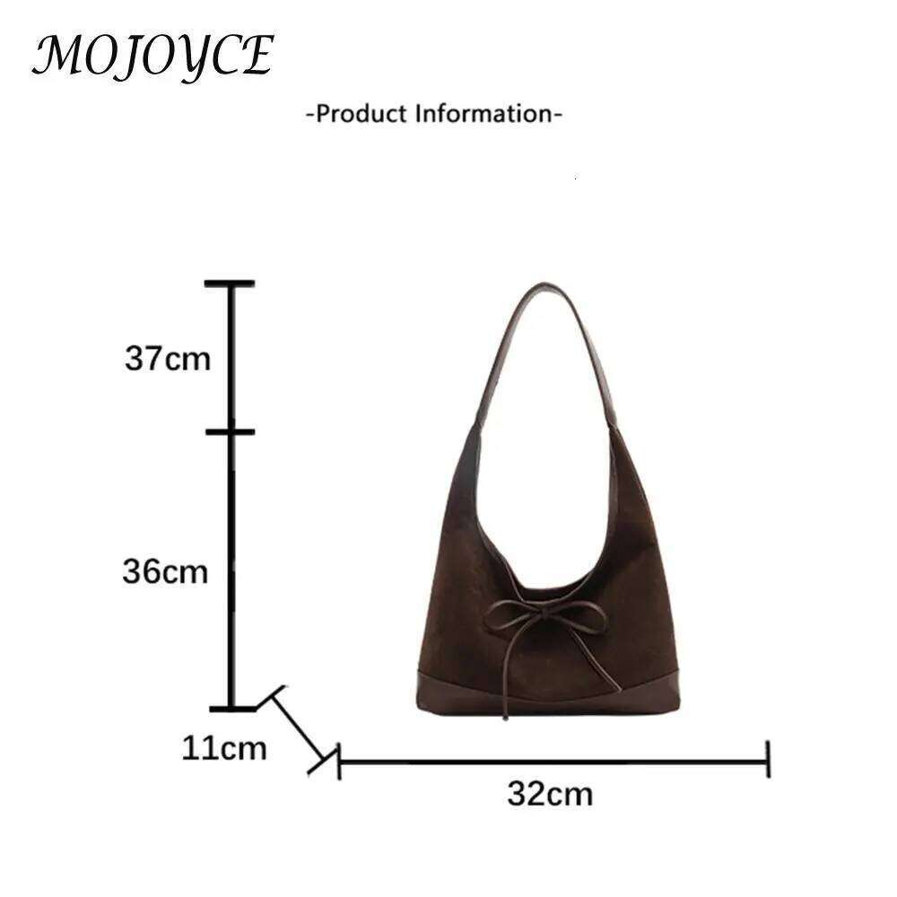 Bow Hobo Solid Colour Handbag Lightweight Slouchy Shoulder Bag for Women Travel Shopping Work XJ260311