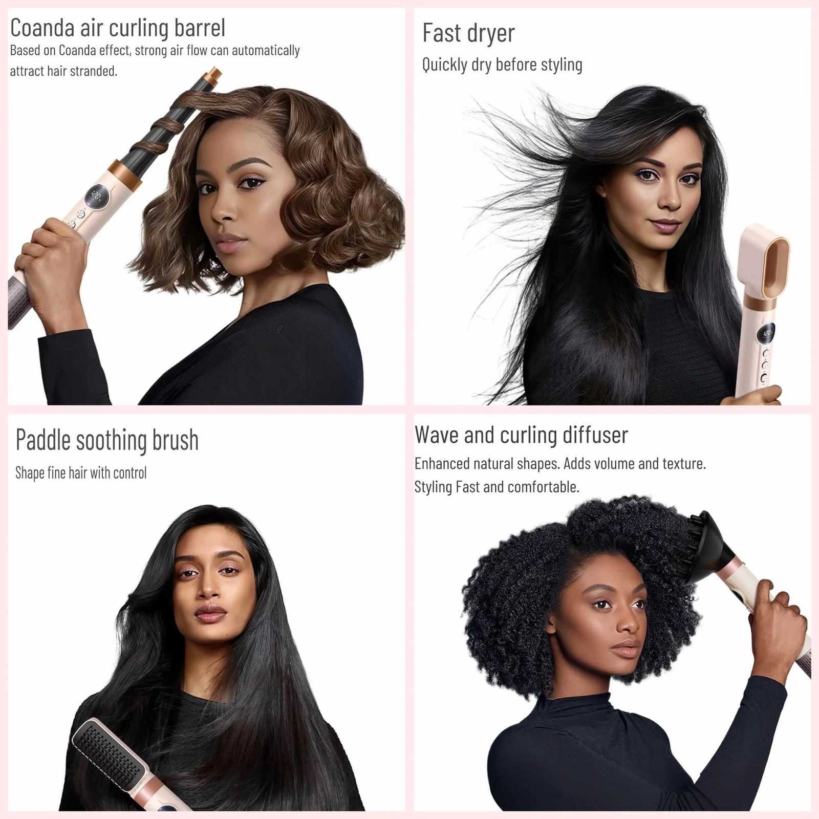 Premium 6 In 1 Hair Styler Professional High Power Hair Dryer Hot Air Brush Curling Barrel Multi Functional Hair Styling Tool X260311