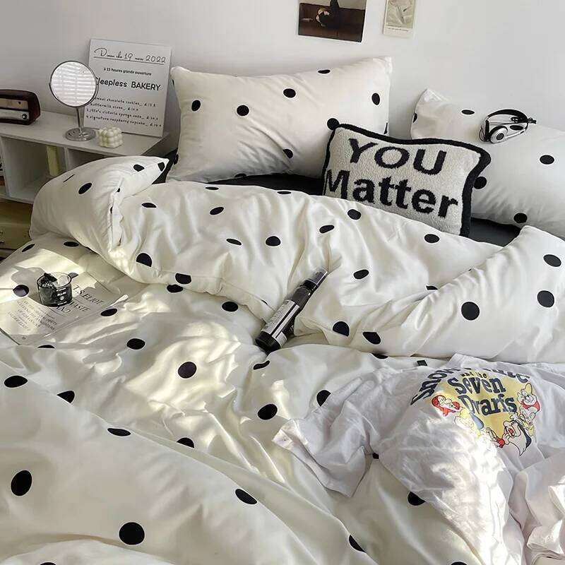 Simple Style Bed Linen Skin-friendly Bedsheet Pillowcase Brushed Bedclothes Single/Full/Queen/King Size Bedding Set H260311 - view 4
