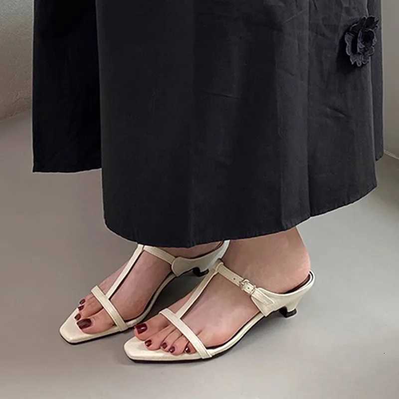 Women High Heels Slippers Square Toe Shoes Sexy Sandals 2025 Summer Open Toe Beach Dress Shoes Woman Pumps Sandalias Mujer K260311