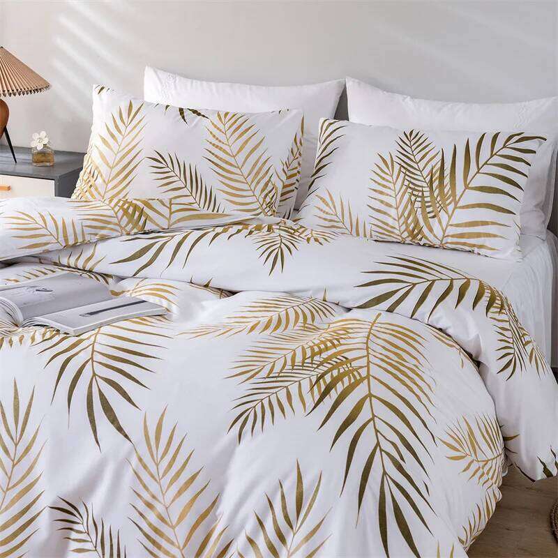 Modern Style Gold Print Queen Duvet Soft Comfortable Single Double Bedding Set Twin King Quilt Cover and 2 Pillowcases H260311