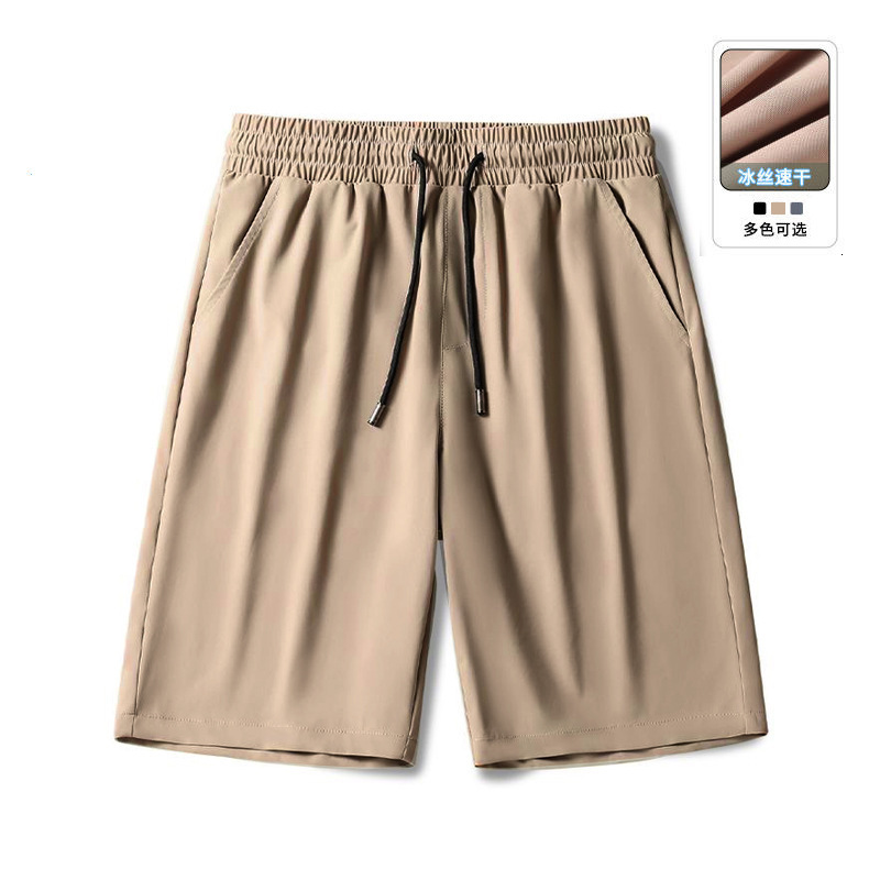 Summer Five Elastic Shorts Thin Men's Sports Mid-pants Loose Plus Size Designer Pants Black Ice Silk Five-point Men's Shorts