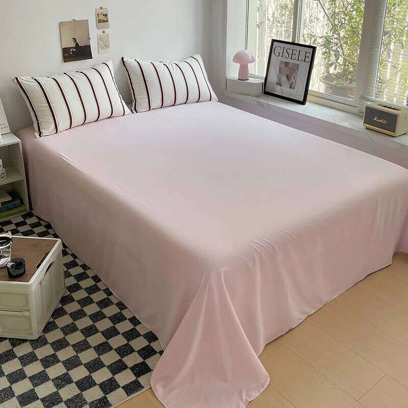Linen Sheets Stripes Duvet Suit Set Cover Bed Sheet Quilt Queen Size INS Blogger Comforter Sets H260311