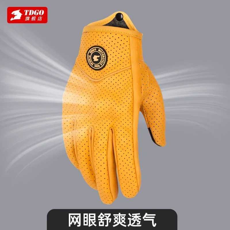 Waterproof and Anti Drop Fingerless Gloves Summer Motorcycle Riding Bike Gloves Breathable Thin Cycling Retro Cruise Half Finger M260311