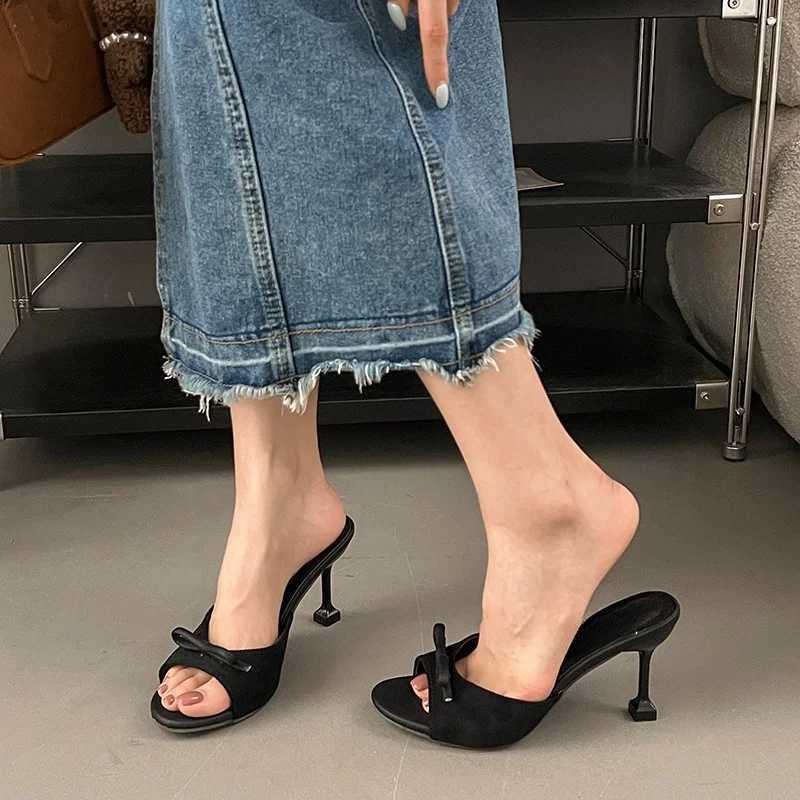 2025 Summer New Sandals Womens Fashion Round Head Open Toe Butterfly Knot Anti-slip Wear-resistant High-heeled K260311