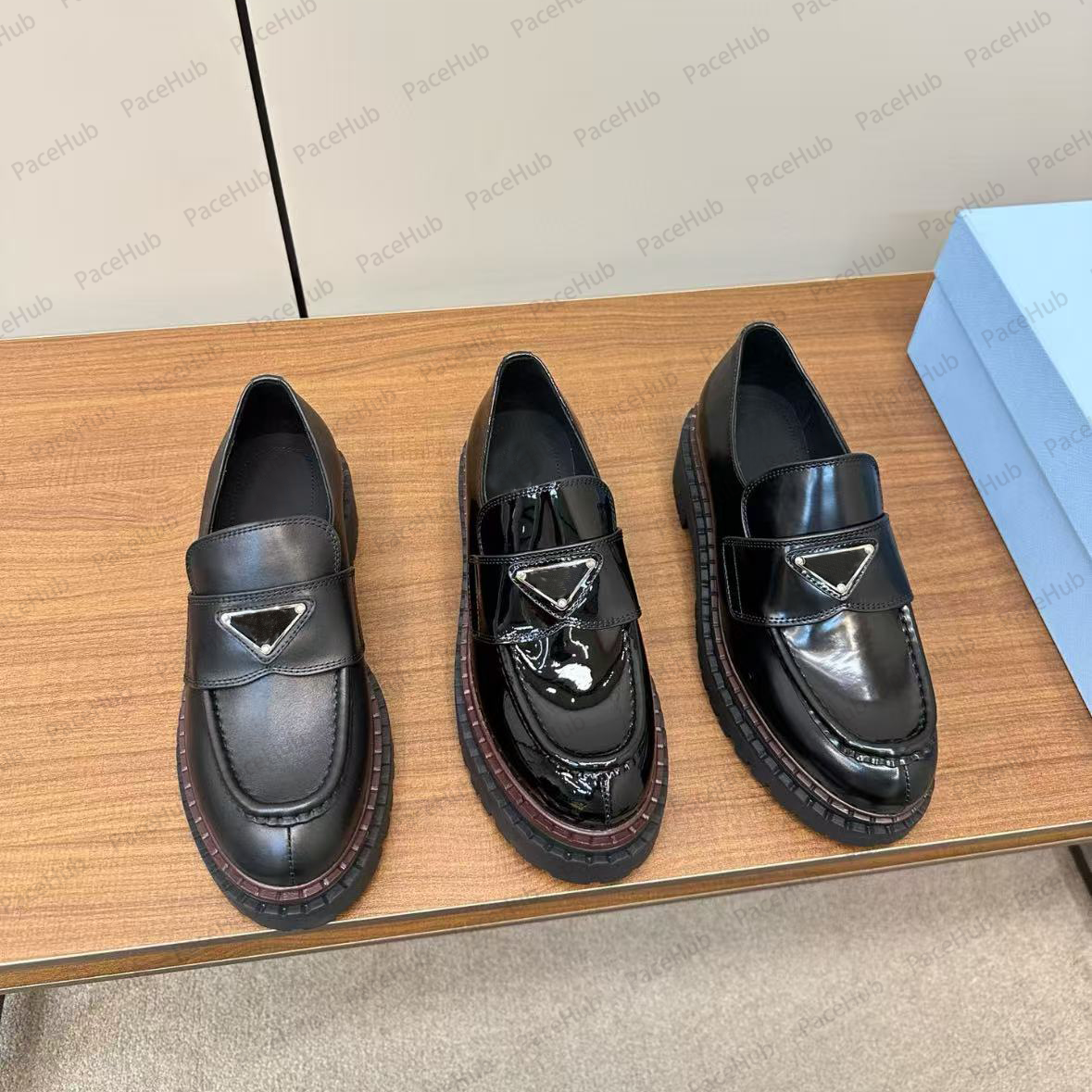 designer Loafers shoes men women classic triangle patent oxford high quality Real leather shoes sports shoes dress shoes