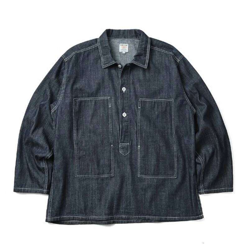 1920s Vintage US Army Spring Jeans Blue Denim Work Uniforms Loose PW Pullover Shirt Fatigue Jumper USN Jacket for men 26H0311