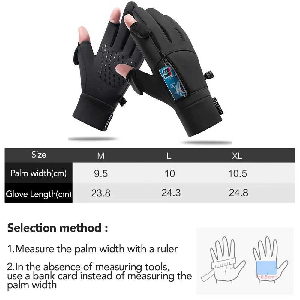 Winter Fishing Gloves 2 Fingers Flipped Waterproof Winter Gloves Windproof Photography Men and Women Warm Fishing Tools Outdoor M260311