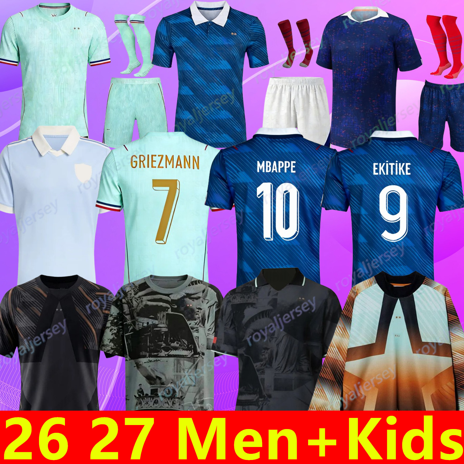 france jersey world cup 2026 French Soccer Jerseys MBAPPE GIROUD DEMBELE EKITIKE Olise GRIEZMANN Kids 2026 2027 Football tops Shirts maillot de foot ZIDANE vintage