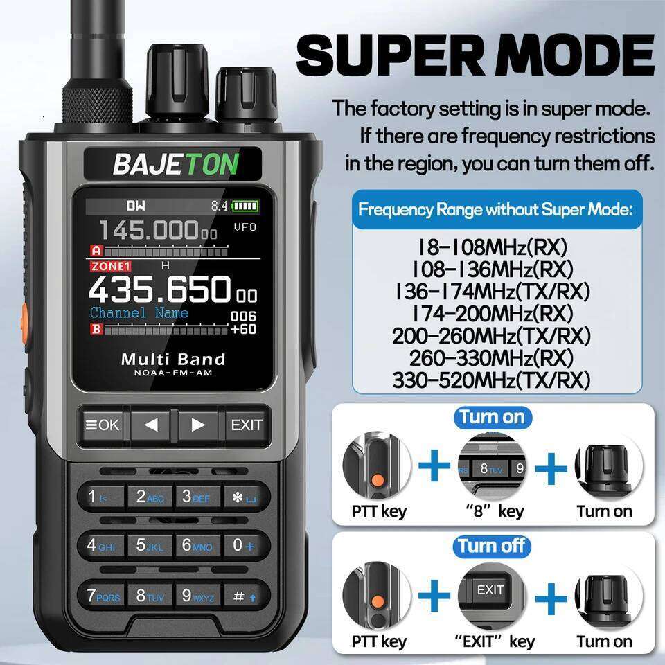 BAJETON BJ-8300 Ham SW AM SSB CB Amateur Wireless Phone Programming Walkie Talkie NOAA Handheld Two Way Radio 26Y0311