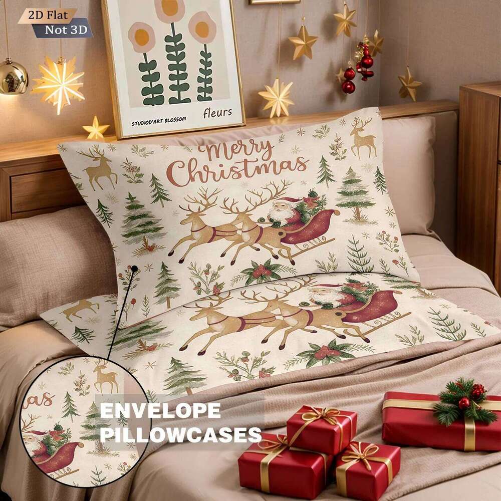 3pcs Santa Claus printed coreless bedding set, multi size bedroom dormitory duvet covers, soft and machine washable decoration H260311