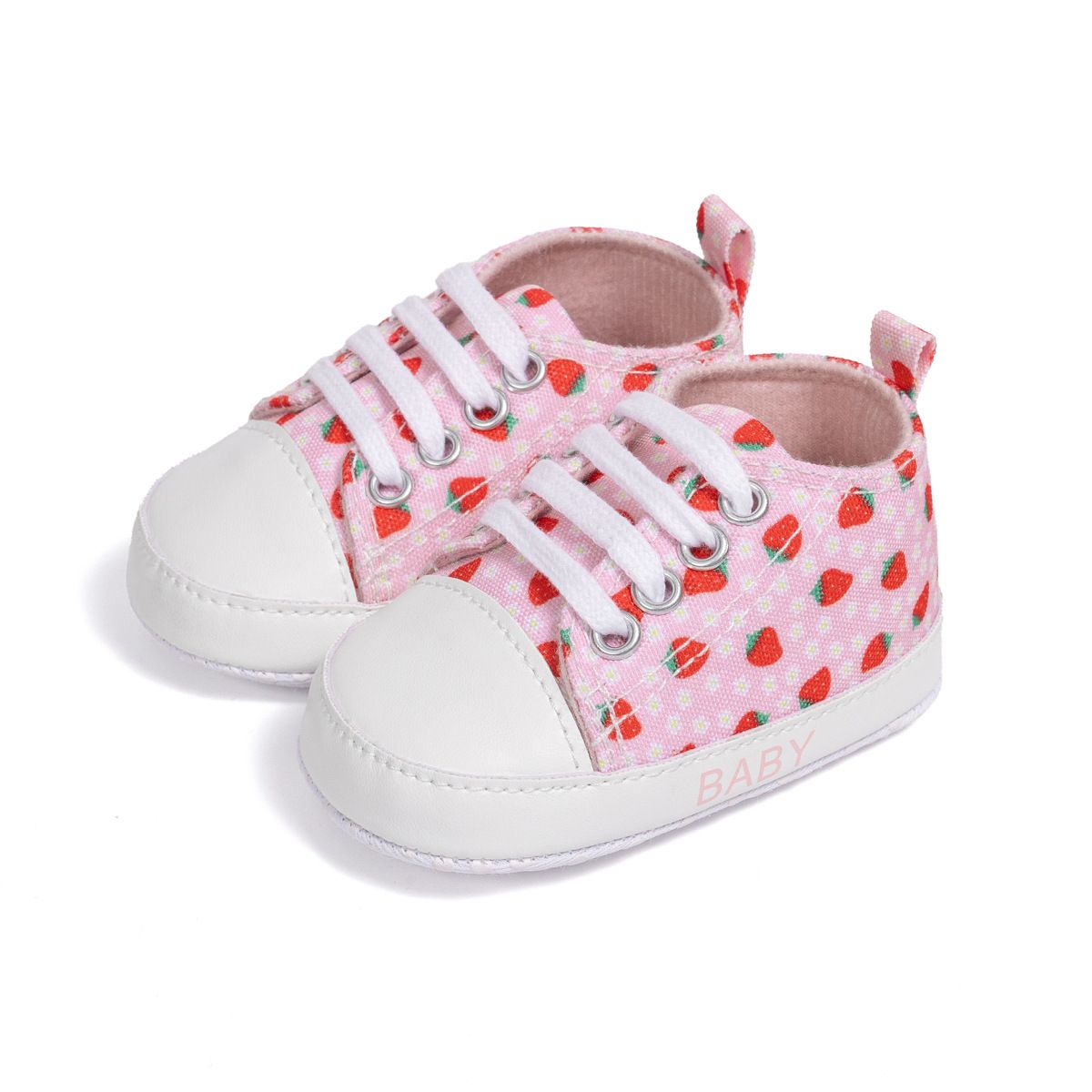 Hot Sale Infant Strawberry Girls Baby Casual High Top Non-Slip Soft Bottom Soft Sole Kidszworld Toddler Crib Shoes 0-18M Months K0014