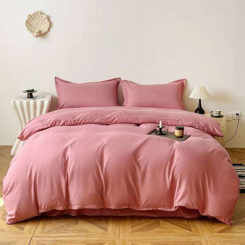 Class 2025A new simple high-end solid color skin-friendly four-piece set, student dormitory three-piece set can sleep naked H260311