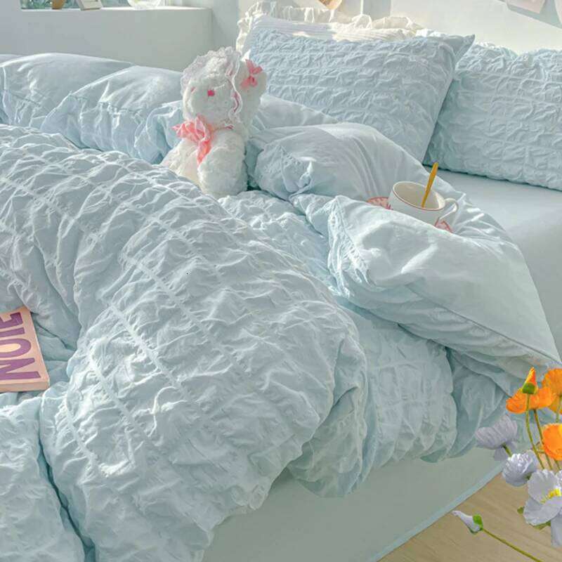 3pcs Duvet Set 1*Duvet Cover + 2*Pillowcase, Without Core, Bubble grid Print Bedding Set, Soft Comfortable H260311