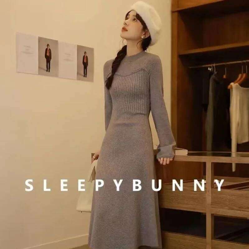 Gentle Bottoming Knitted Dress Women in Autumn Winter New Slim Fit Inner Long Skirt Style Z260311